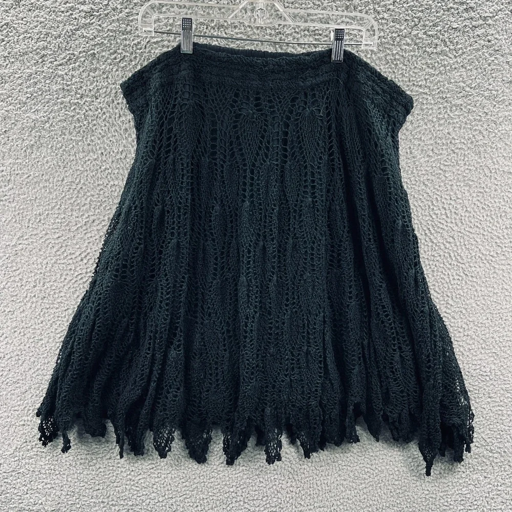 Pegasus Womens Skirt One Size Black Crochet Boho Festival Fairycore Witchy Lined